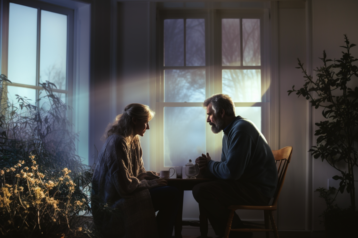 Middle Aged Couple in Serious Discussion